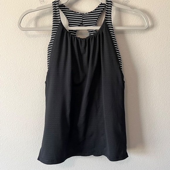 Ivivva by Lululemon Twist and Flow Tank Top Black/White Stripe Size Girls 10 - Picture 1 of 8